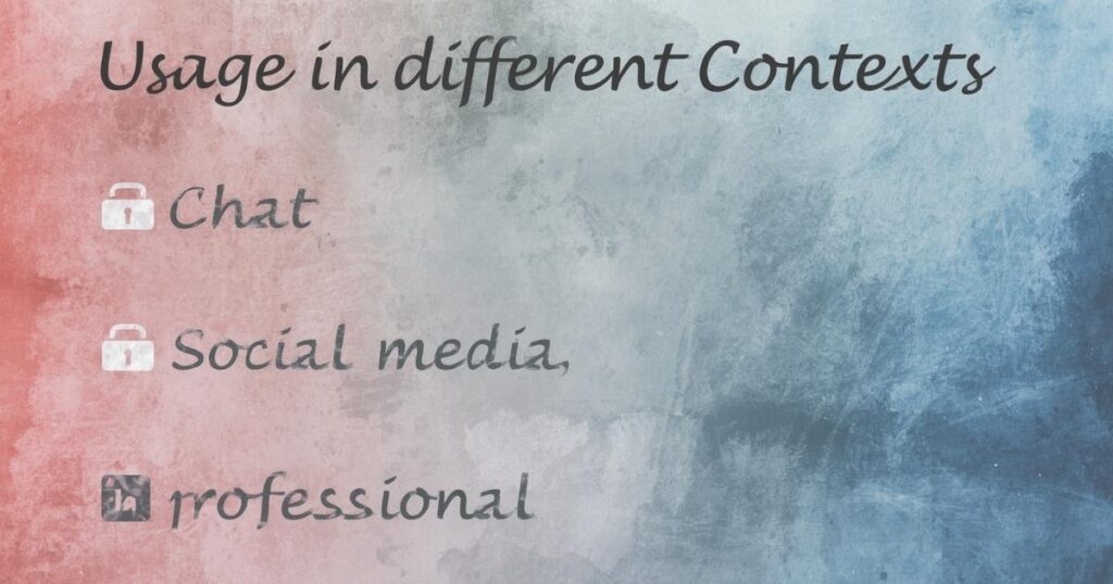 Usage in Different Contexts (Chat, Social Media, Professional Fields)
